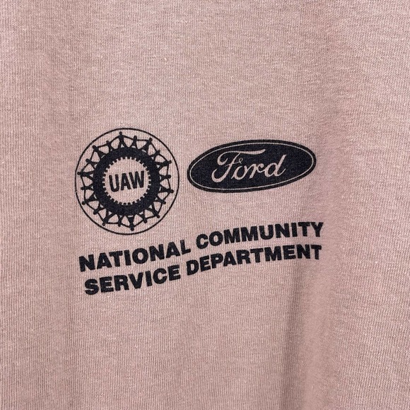 Ford UAW National Community Service Department T Shirt Tan Sz L Short Sleeve - Picture 3 of 7